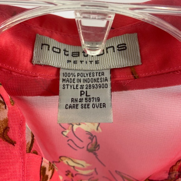 Notations Pink Floral Sheer Button Down stop PL - Picture 6 of 6